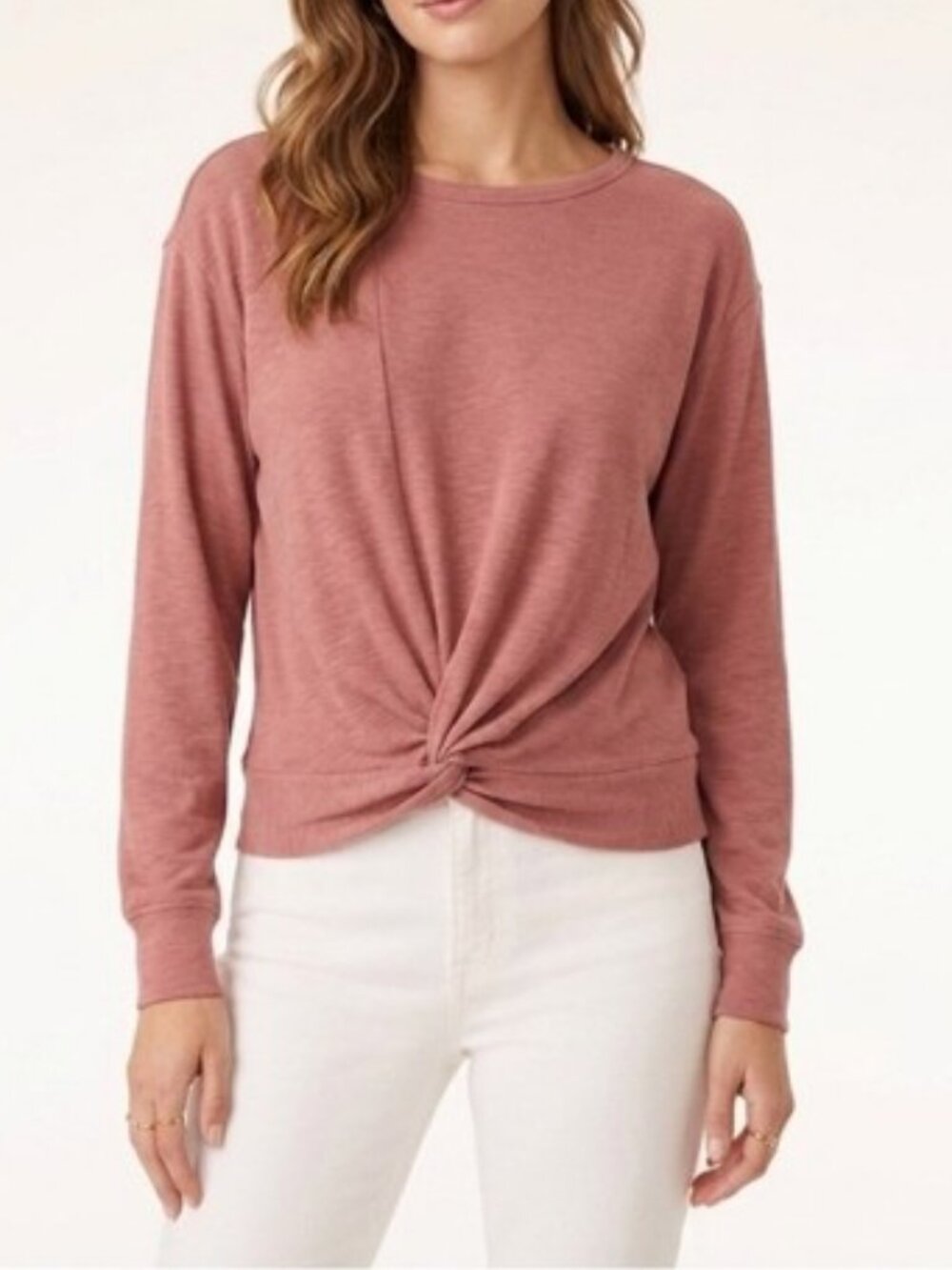 Kit and Ace twist front long sleeve top blush women's size L